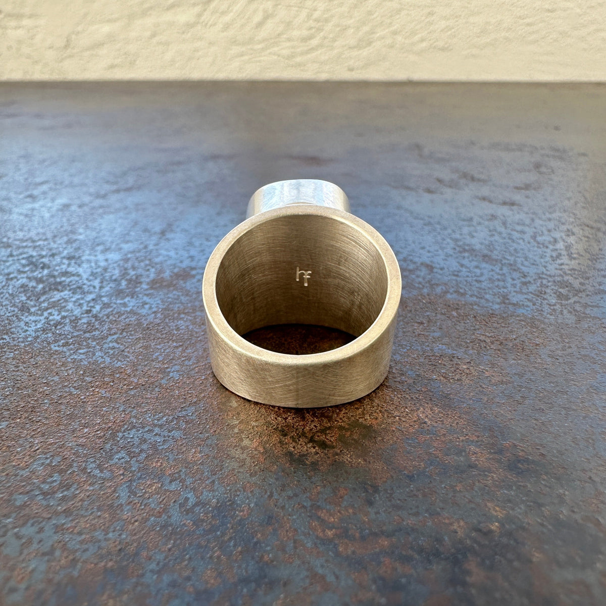 Captured Enhydro Quartz Parabola Ring
