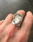 Captured Enhydro Quartz Parabola Ring