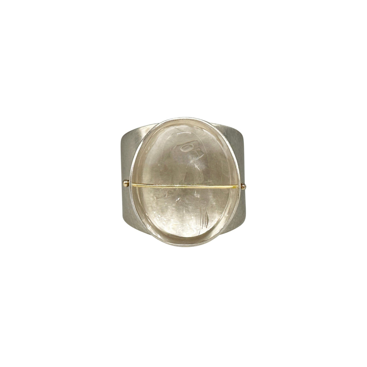 Captured Enhydro Quartz Parabola Ring