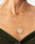 Captured Enhydro Quartz Teardrop Pendant