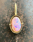 mexican fire opal, fire opal pendant, opal pendant, pink charm, opal charm, 18k gold pendant, one of a kind jewelry