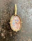 mexican fire opal, fire opal pendant, opal pendant, pink charm, opal charm, 18k gold pendant, one of a kind jewelry
