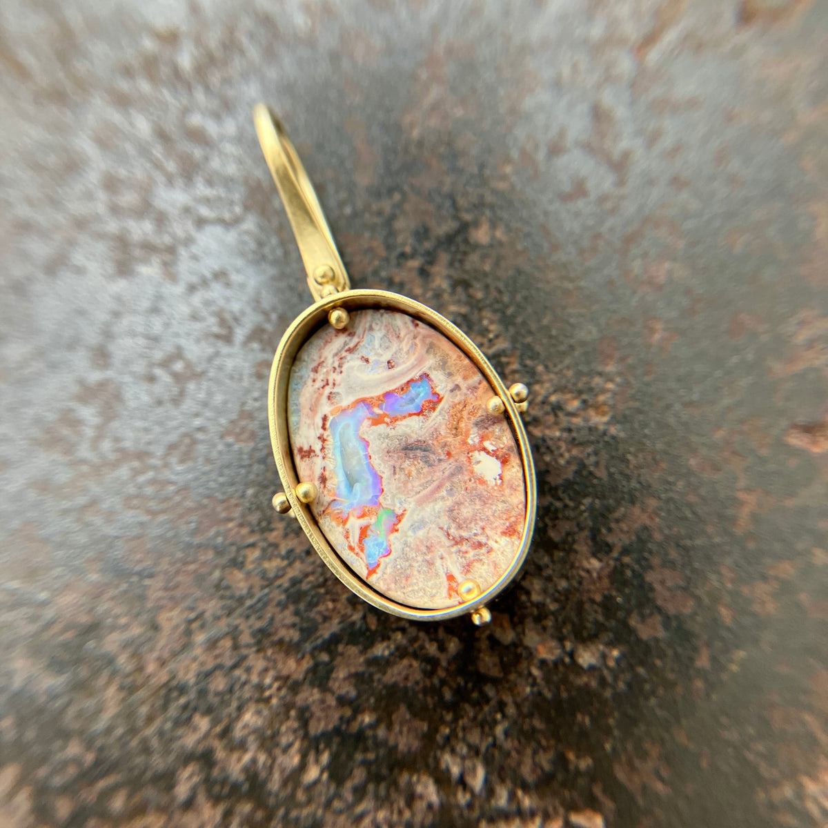 mexican fire opal, fire opal pendant, opal pendant, pink charm, opal charm, 18k gold pendant, one of a kind jewelry
