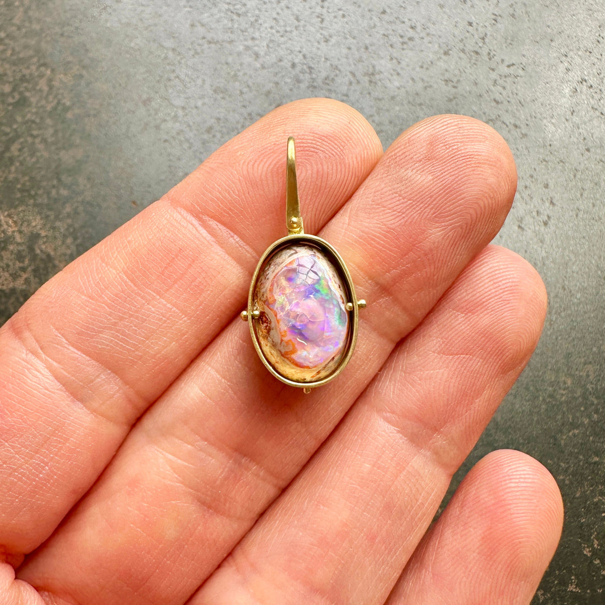 mexican fire opal, fire opal pendant, opal pendant, pink charm, opal charm, 18k gold pendant, one of a kind jewelry