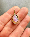 mexican fire opal, fire opal pendant, opal pendant, pink charm, opal charm, 18k gold pendant, one of a kind jewelry
