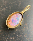 mexican fire opal, fire opal pendant, opal pendant, pink charm, opal charm, 18k gold pendant, one of a kind jewelry
