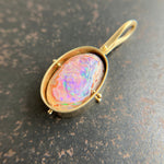 mexican fire opal, fire opal pendant, opal pendant, pink charm, opal charm, 18k gold pendant, one of a kind jewelry