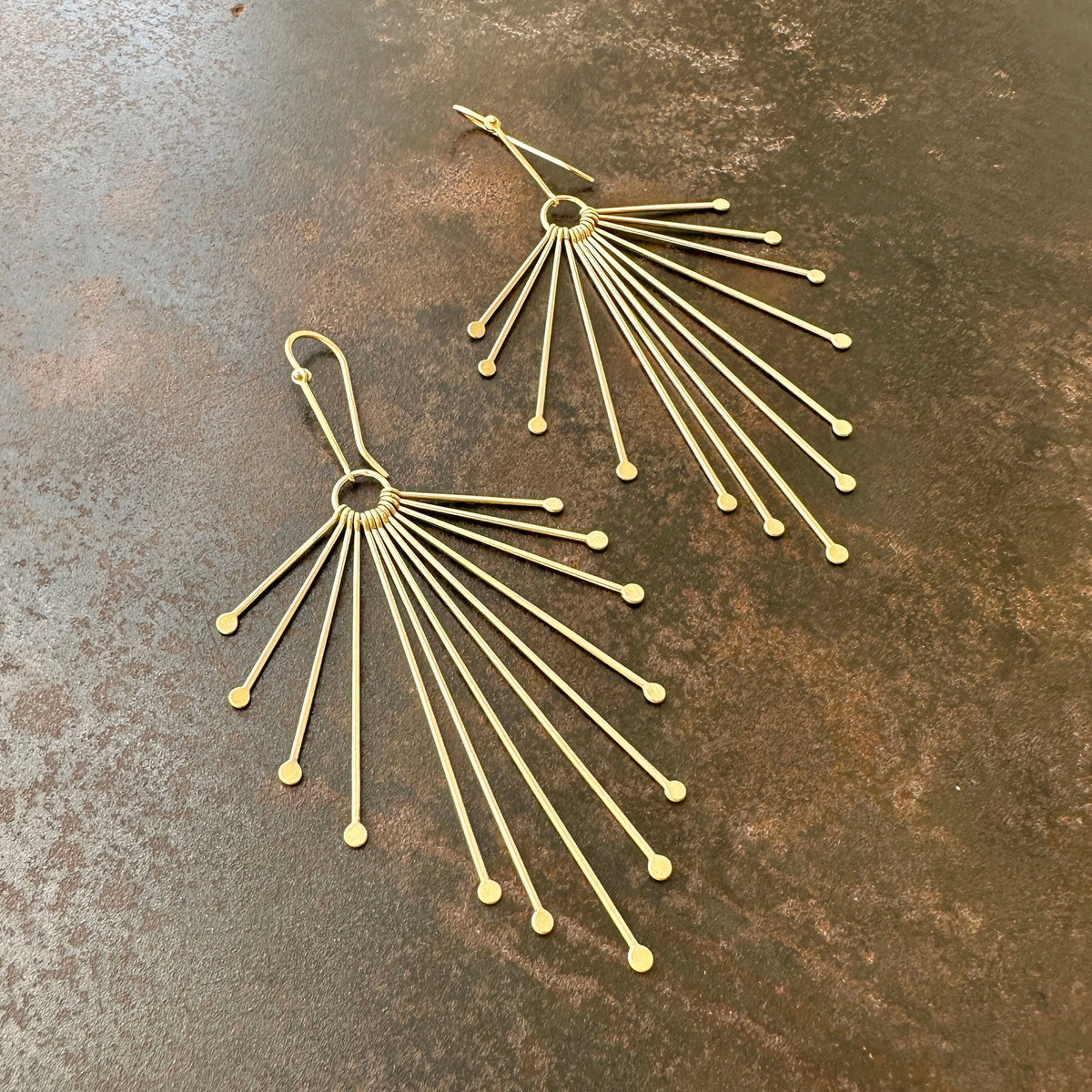 fringe earrings, 18k gold earrings, 18k gold jewelry, gold jewelry, hilary finck jewelry, handmade jewelry, statement jewelry, luxury jewelry.