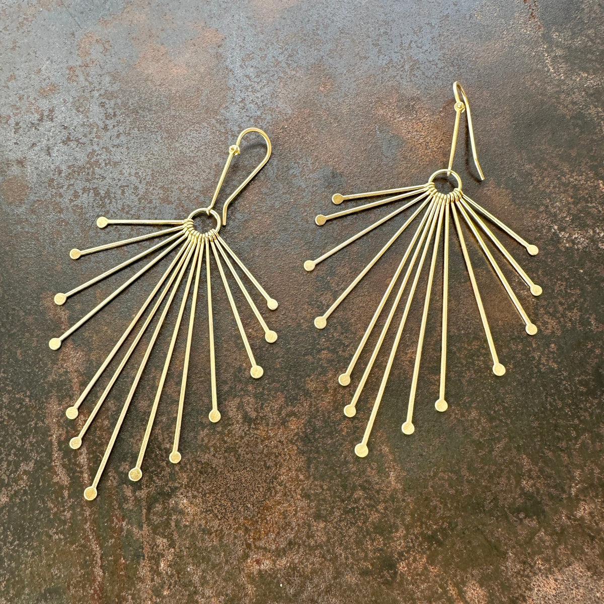 fringe earrings, 18k gold earrings, 18k gold jewelry, gold jewelry, hilary finck jewelry, handmade jewelry, statement jewelry, luxury jewelry.