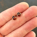 garnet stud earrings, 14k gold stud earrings, hilary finck jewelry, fine jewelry, handmade jewelry, captured collection, gold jewelry.