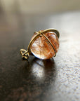 rutilated quartz orb 18k gold pendant