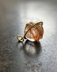 rutilated quartz orb 18k gold pendant