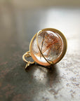 rutilated quartz orb 18k gold pendant