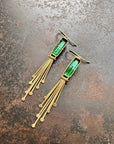 Captured Green Tourmaline and Fringe Deco Earrings