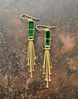 Captured Green Tourmaline and Fringe Deco Earrings