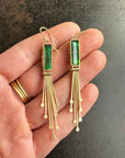 Captured Green Tourmaline and Fringe Deco Earrings
