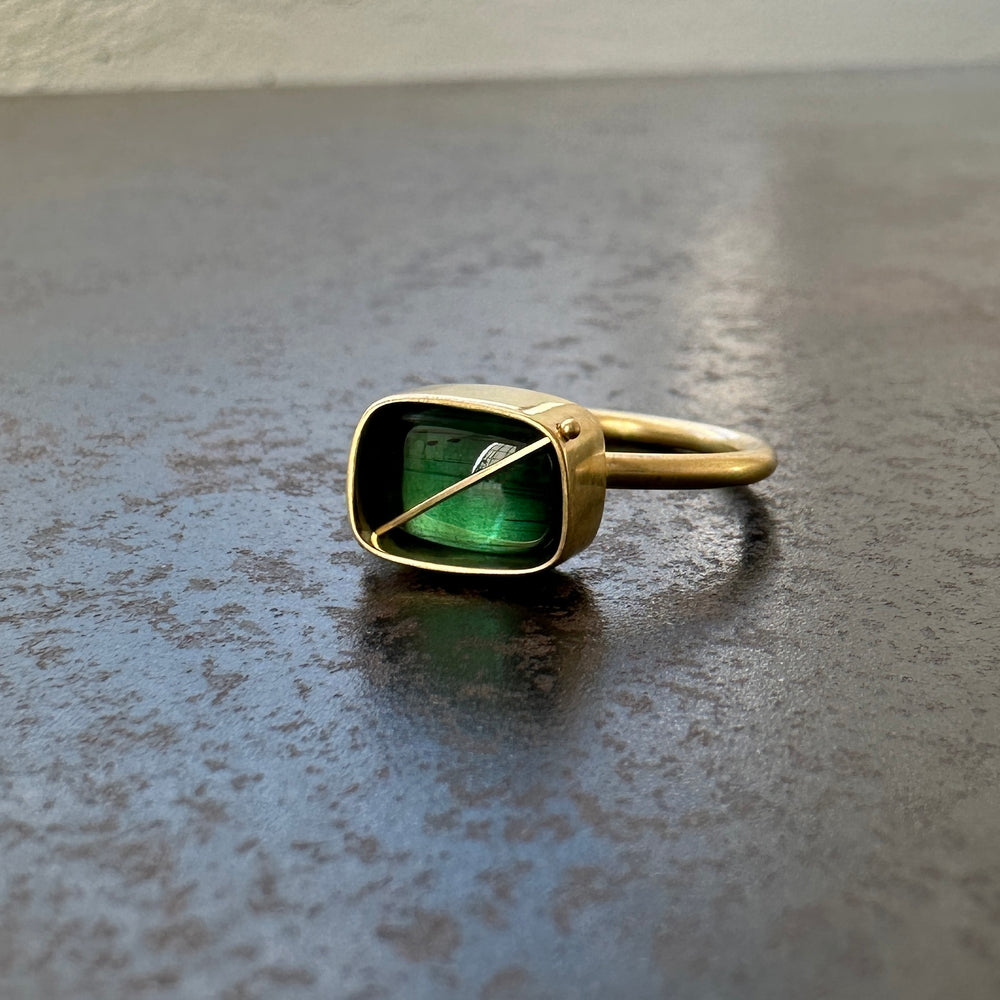 Captured Green Tourmaline Ring
