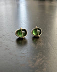 Captured Green Tourmaline Studs