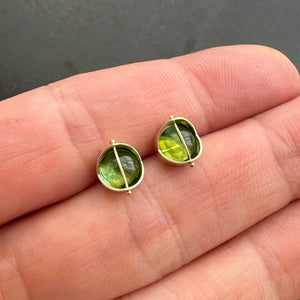 Captured Green Tourmaline Studs