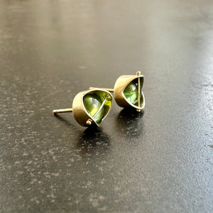 Captured Green Tourmaline Studs