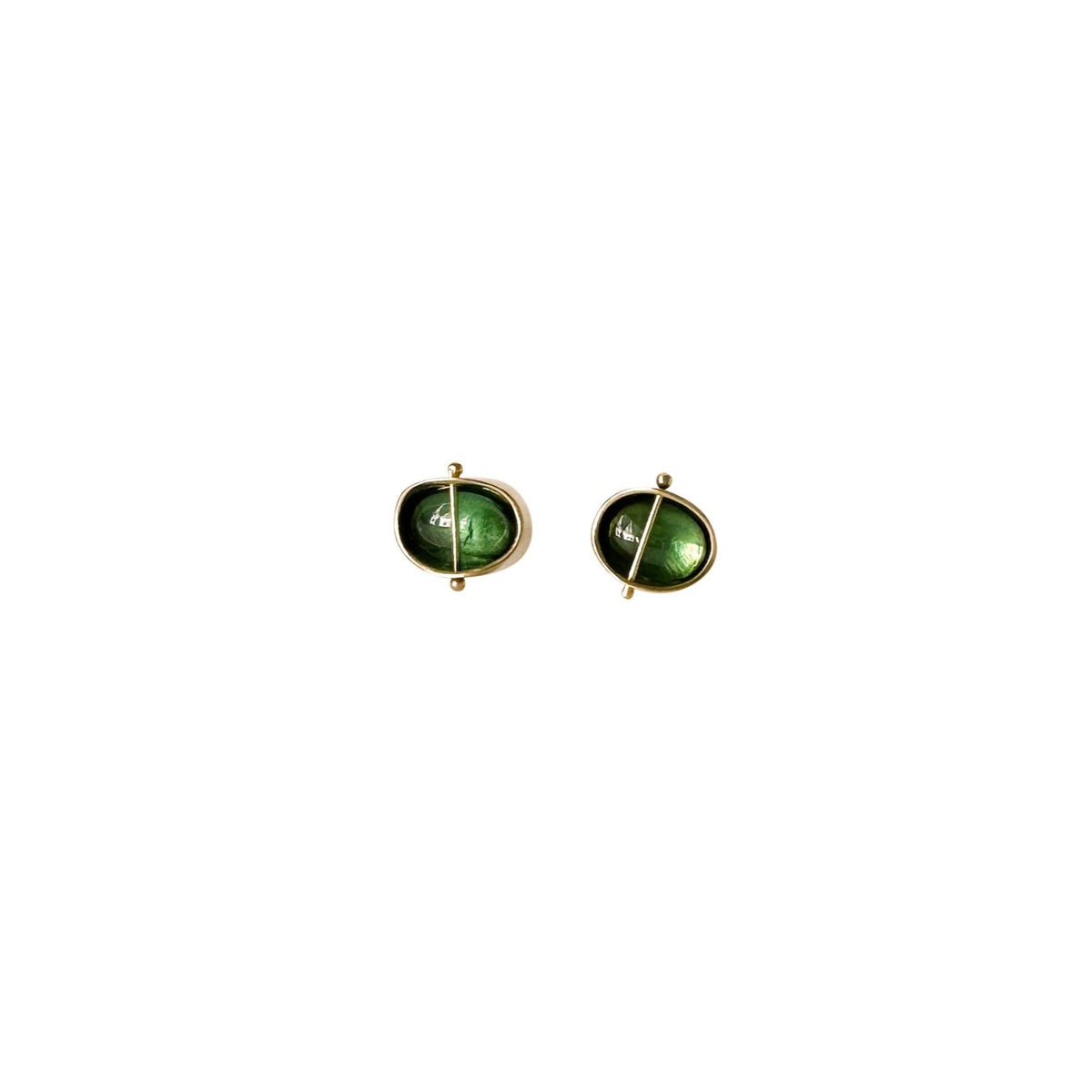 Captured Green Tourmaline Studs