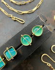 peruvian blue opal round studs in 18k gold