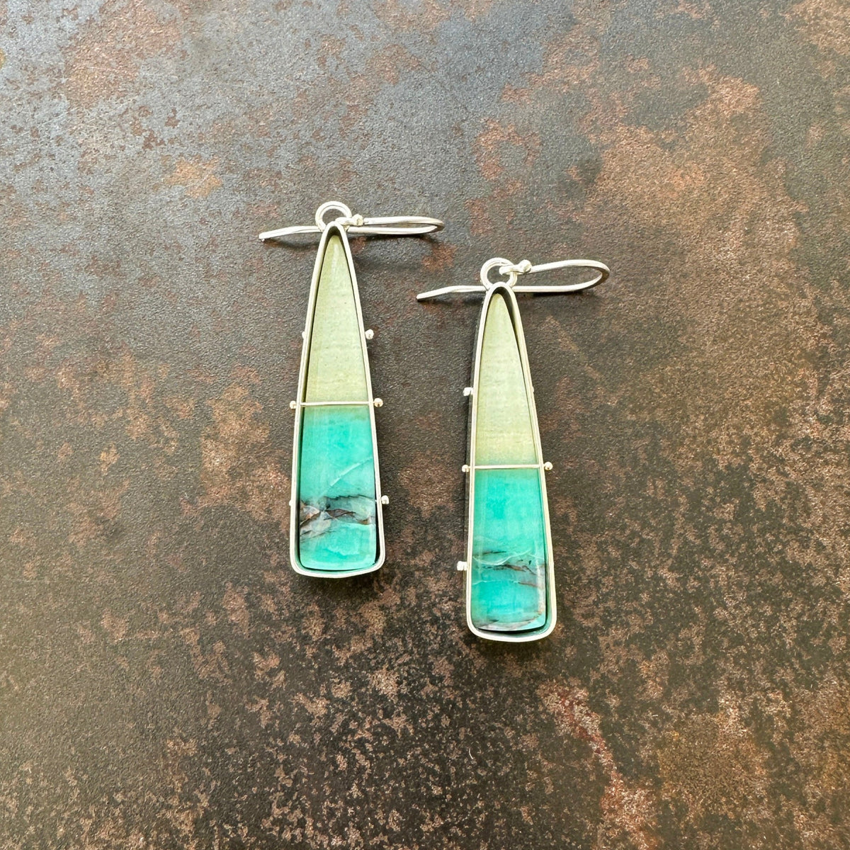 Captured Indonesian Opalized Wood Earrings