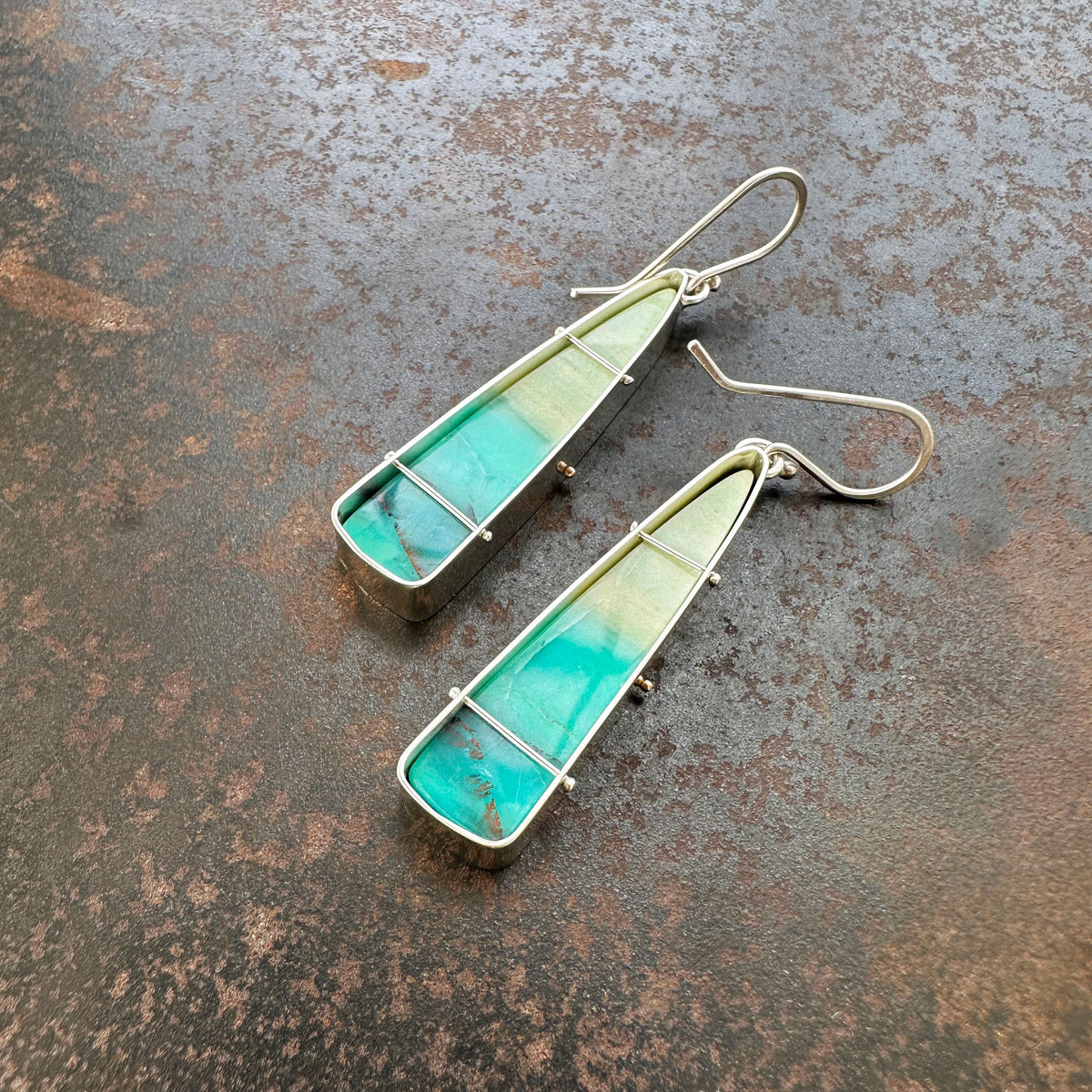 Captured Indonesian Opalized Wood Earrings