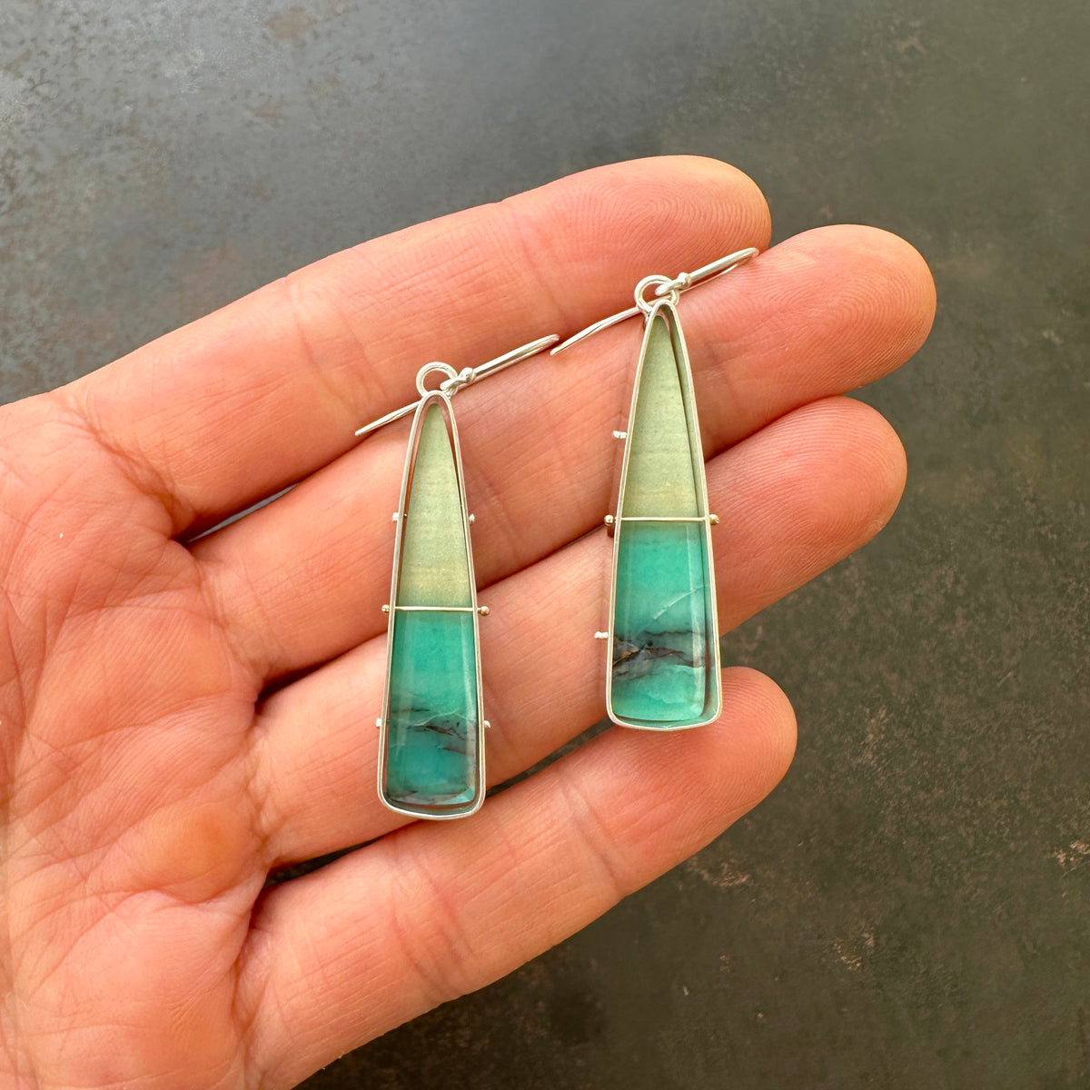 Captured Indonesian Opalized Wood Earrings
