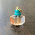 iron quartz geometric bead with turquoise bead pendant in 18k gold