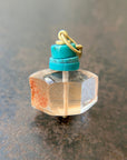 iron quartz geometric bead with turquoise bead pendant in 18k gold