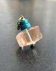 iron quartz geometric bead with turquoise bead pendant in 18k gold