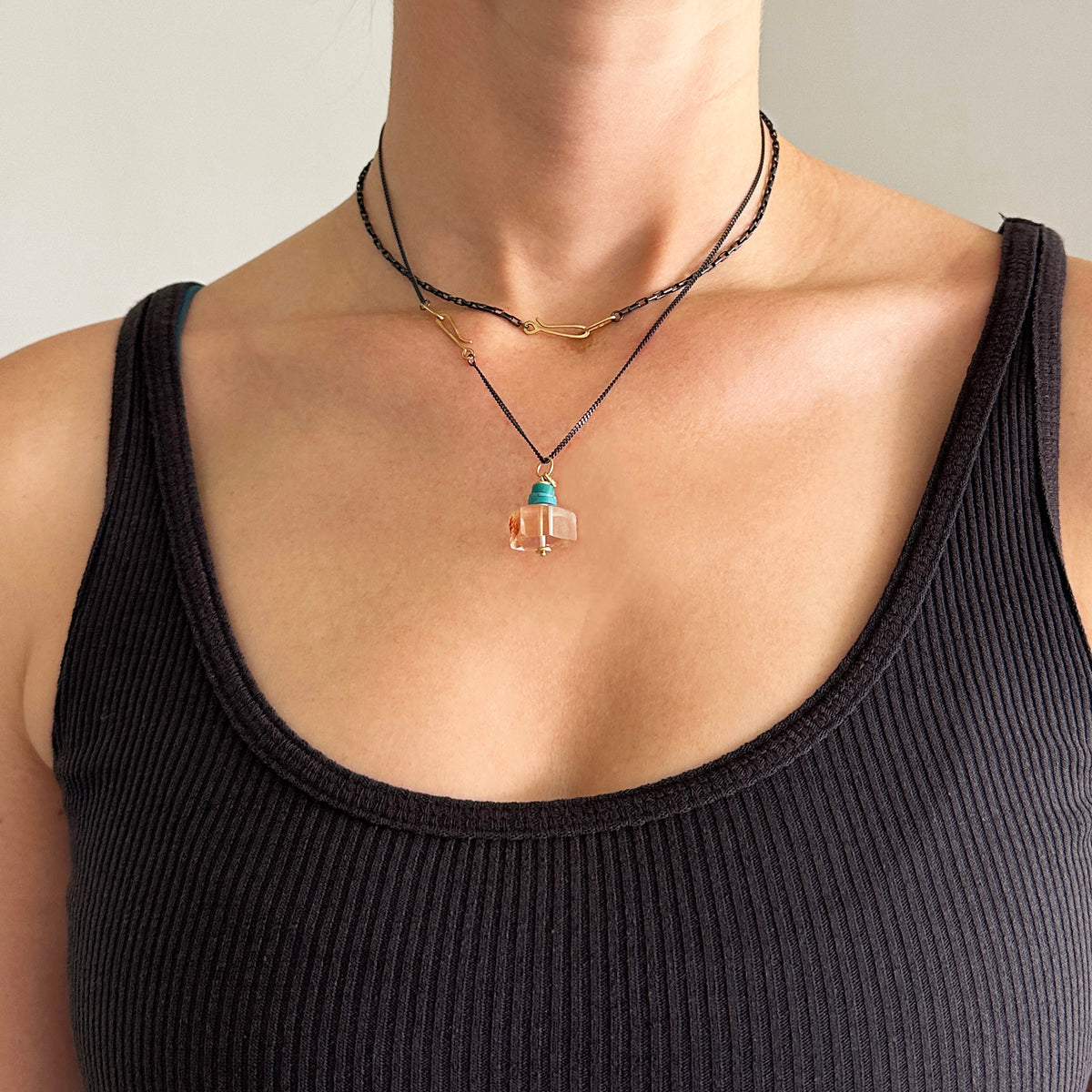Iron Quartz &amp; Turquoise Pendant