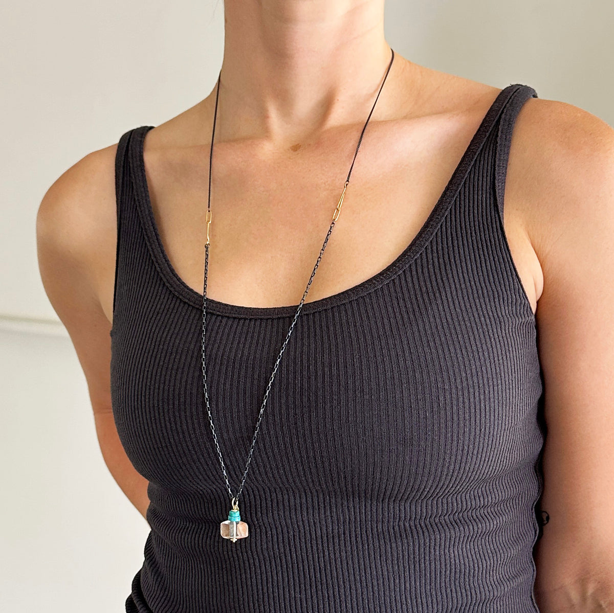 Iron Quartz &amp; Turquoise Pendant