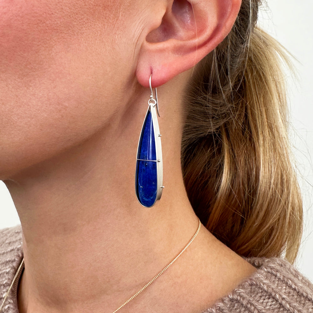 Captured Lapis Teardrop Earrings