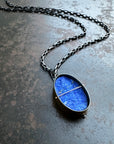 lapis lazuli necklace, 18k bimetal, sterling silver, handmade jewelry, hilary finck jewelry, something blue