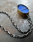 lapis lazuli necklace, 18k bimetal, sterling silver, handmade jewelry, hilary finck jewelry, something blue