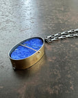 lapis lazuli necklace, 18k bimetal, sterling silver, handmade jewelry, hilary finck jewelry, something blue