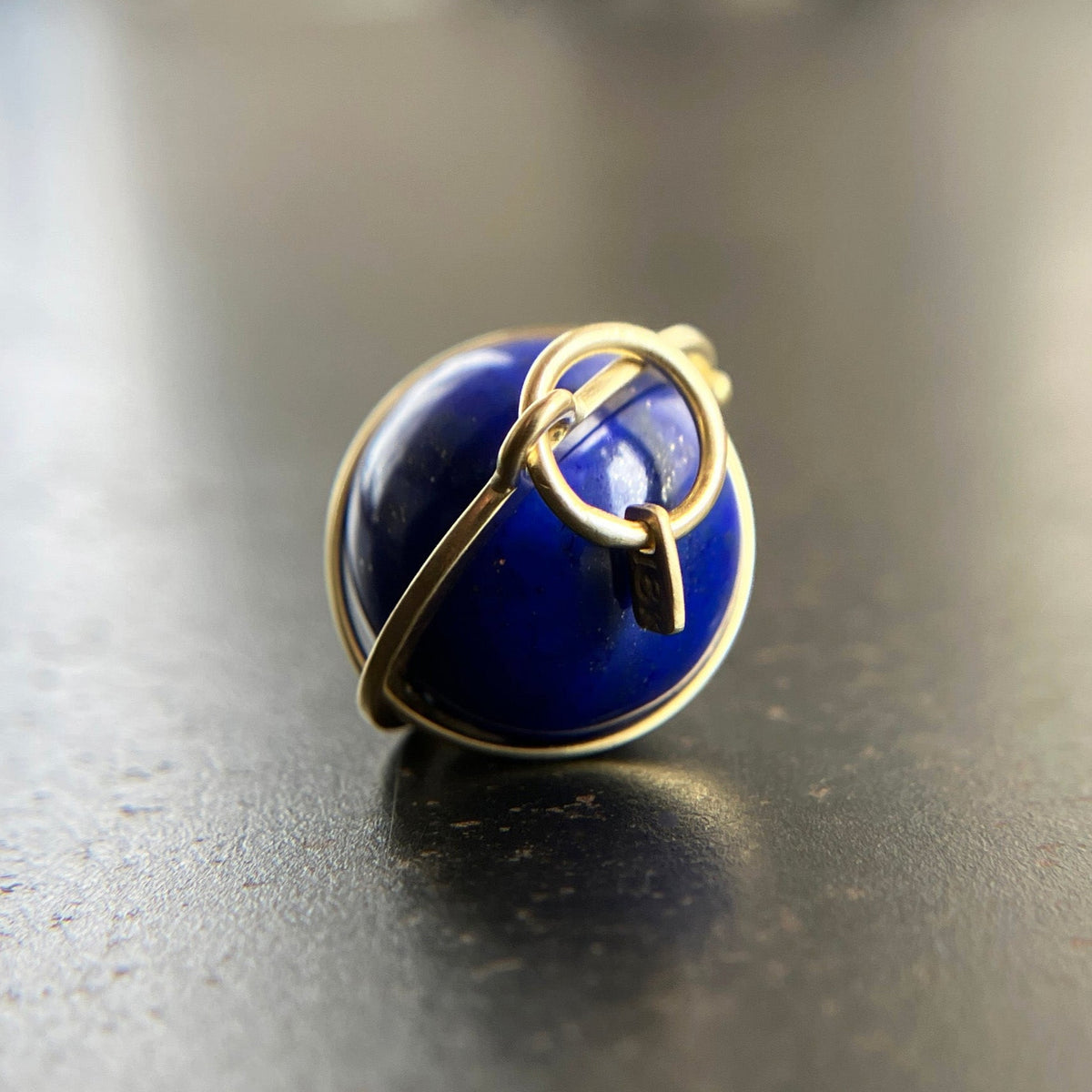 lapis lazuli, lapis orb, lapis necklace, lapis charm, lapis pendant, 18k gold, 18k gold pendant, fine jewelry