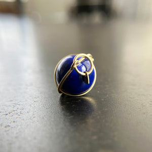 lapis lazuli, lapis orb, lapis necklace, lapis charm, lapis pendant, 18k gold, 18k gold pendant, fine jewelry