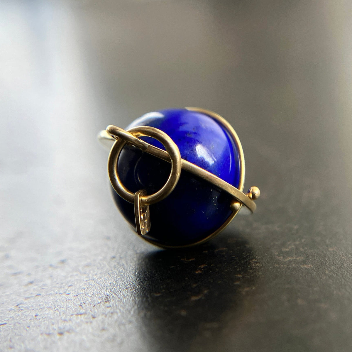 lapis lazuli, lapis orb, lapis necklace, lapis charm, lapis pendant, 18k gold, 18k gold pendant, fine jewelry