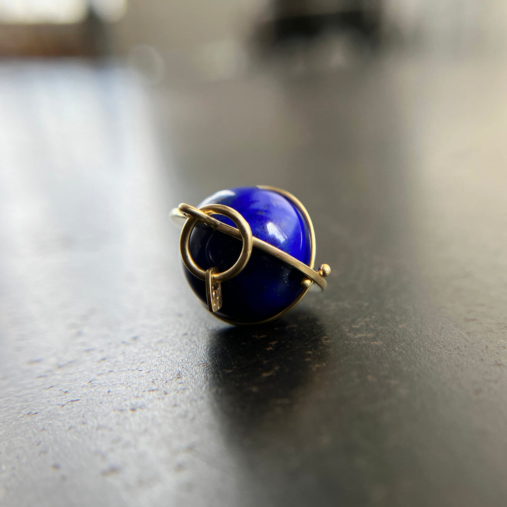 lapis lazuli, lapis orb, lapis necklace, lapis charm, lapis pendant, 18k gold, 18k gold pendant, fine jewelry