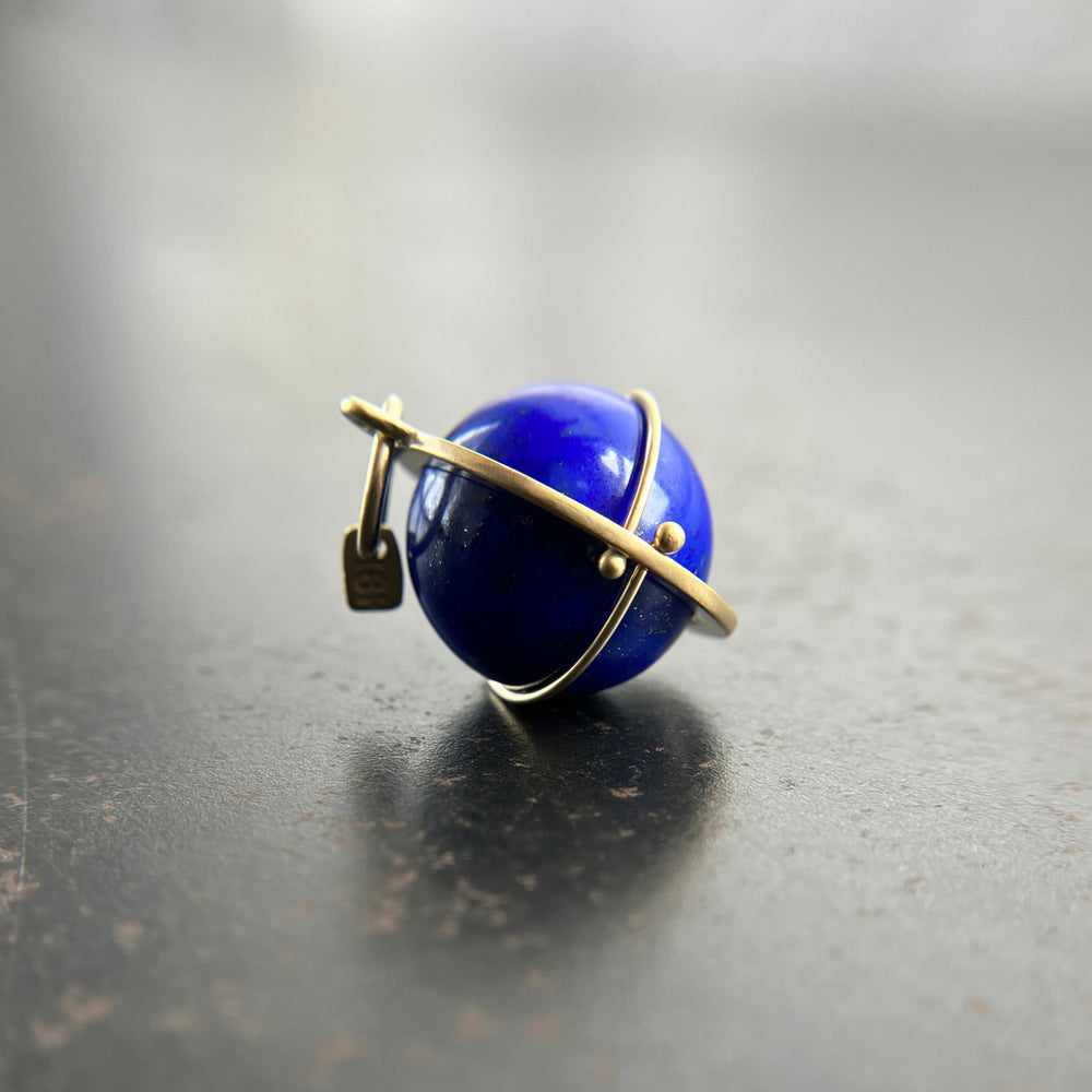lapis lazuli, lapis orb, lapis necklace, lapis charm, lapis pendant, 18k gold, 18k gold pendant, fine jewelry