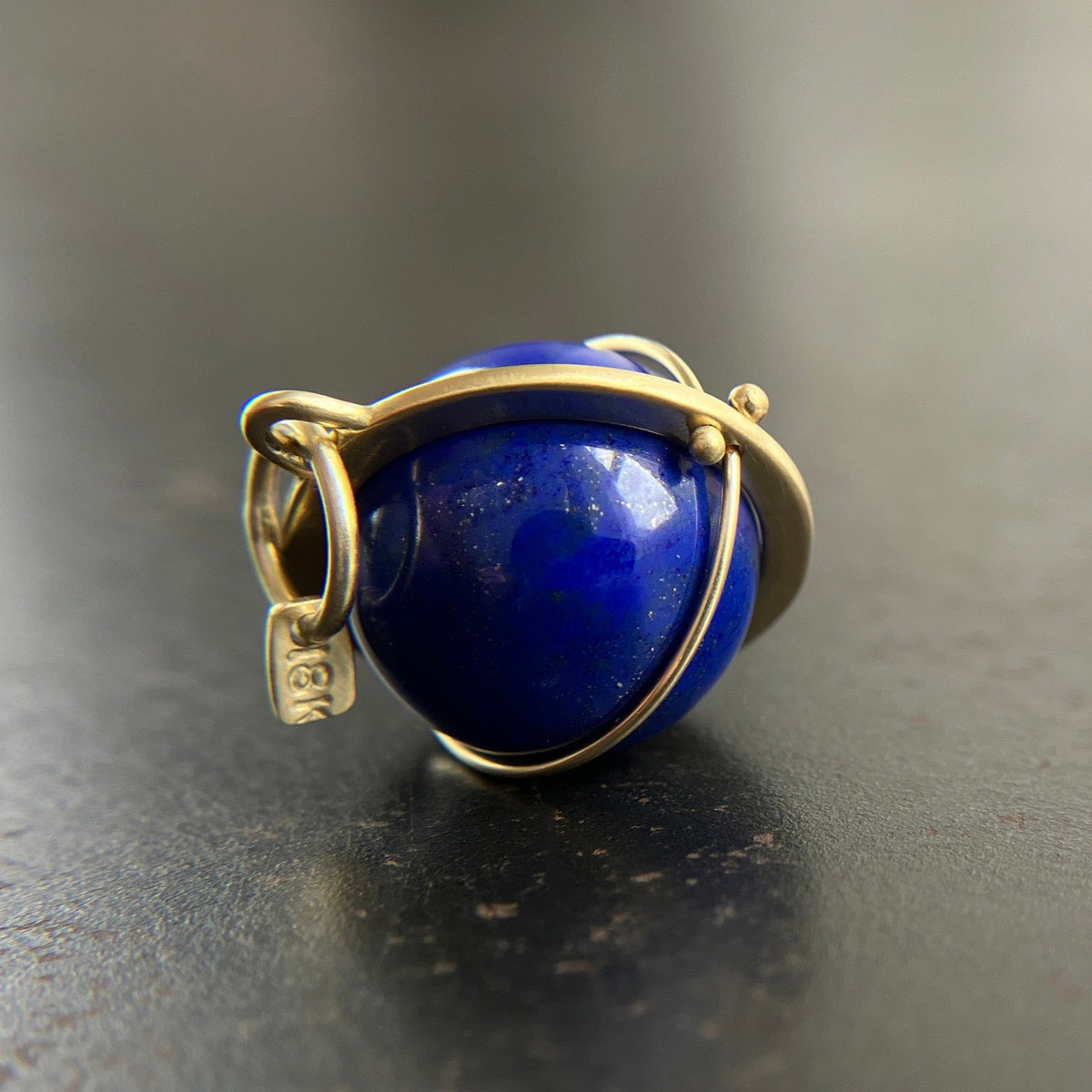lapis lazuli, lapis orb, lapis necklace, lapis charm, lapis pendant, 18k gold, 18k gold pendant, fine jewelry