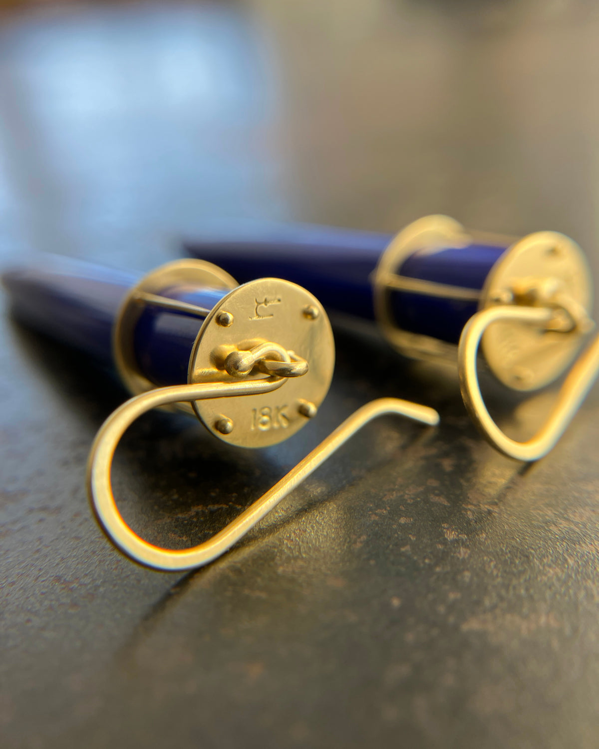 lapis lazuli, lapis earrings, 18k gold earrings, torpedos, blue earrings, something blue