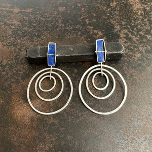 Captured Lapis Triple Hoop Earrings