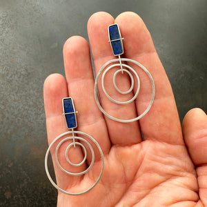 Captured Lapis Triple Hoop Earrings