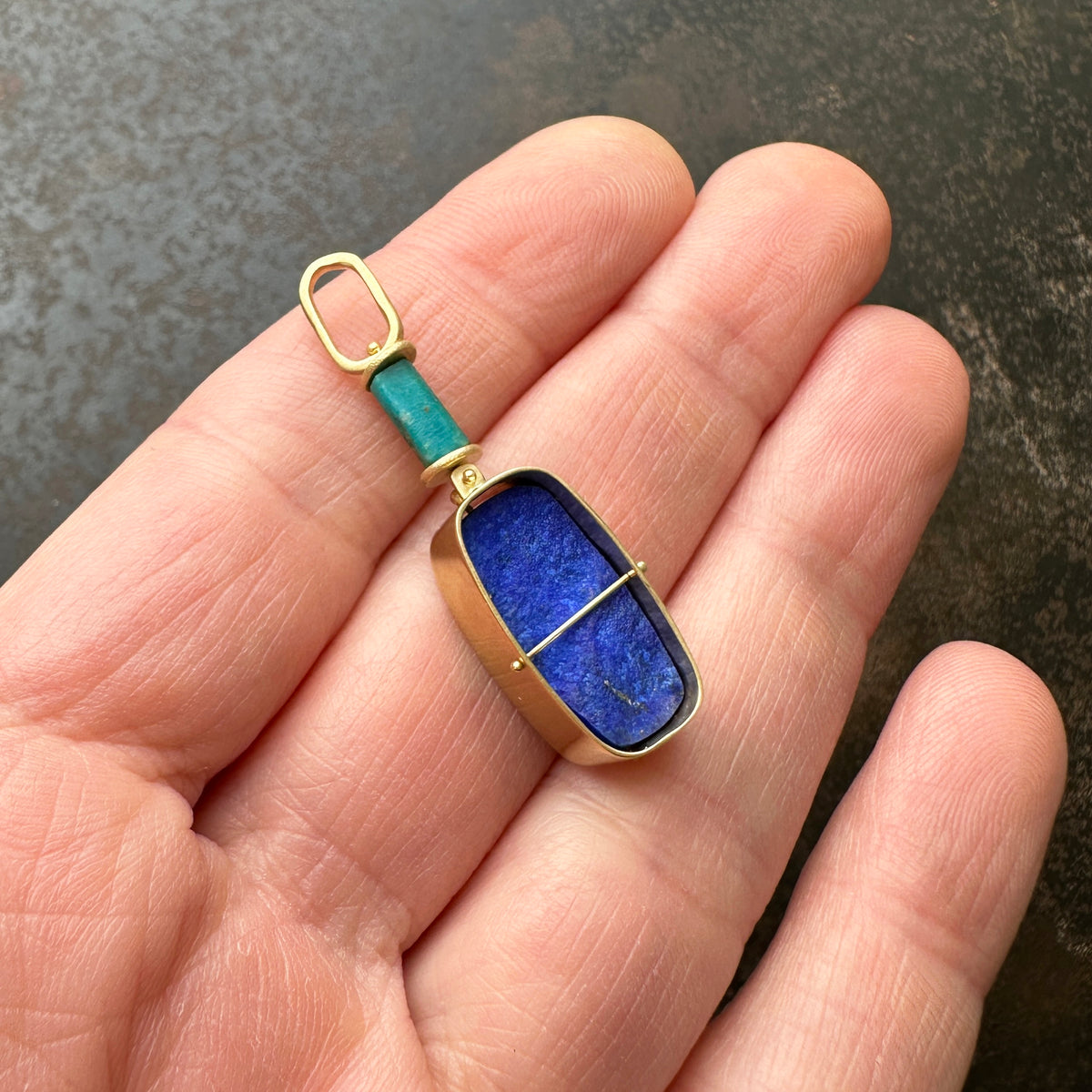Captured Persian Turquoise &amp; Lapis Pendant