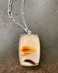 montana agate necklace with silver figaro chain