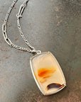 montana agate necklace with silver figaro chain